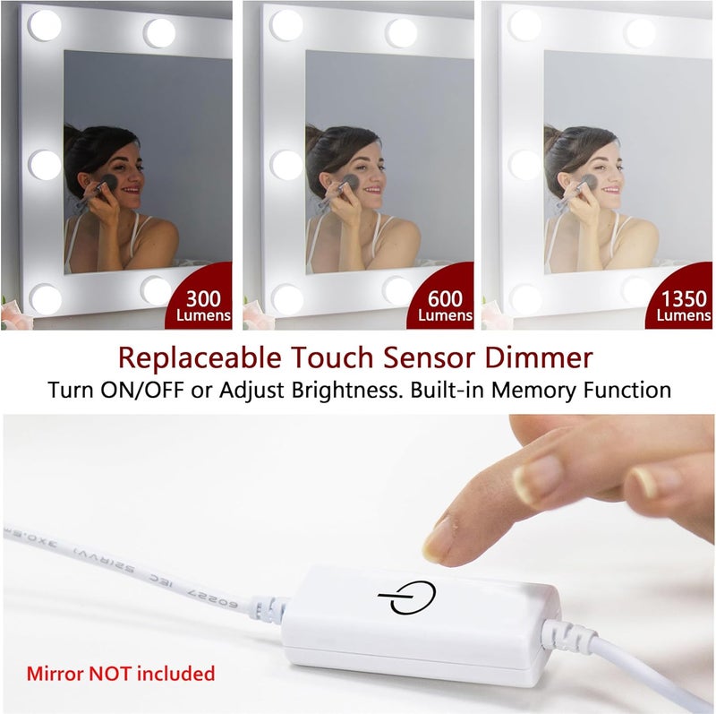 Waneway 14 Bulb Vanity Lights for Mirror, Plug-in Power Adapter & Touch Dimmer, 6,000K, 1350 Lumens (Mirror Not Included) - Image 4